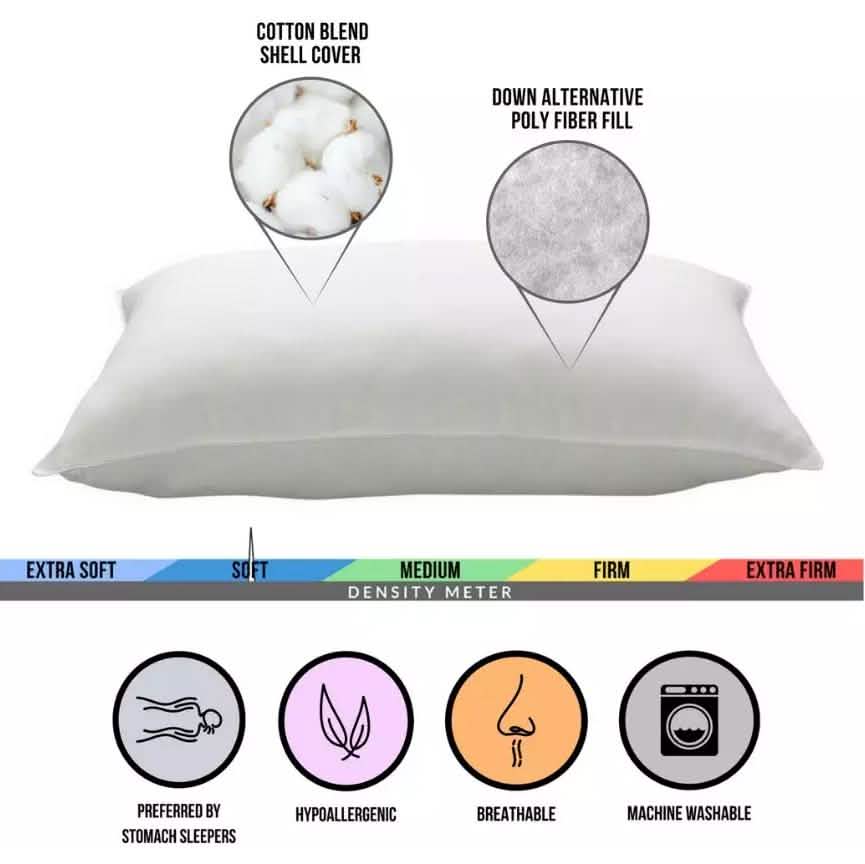 2-Pack: Cotton Blend Superior Down-Like SOFT Stomach Sleeper Pillow