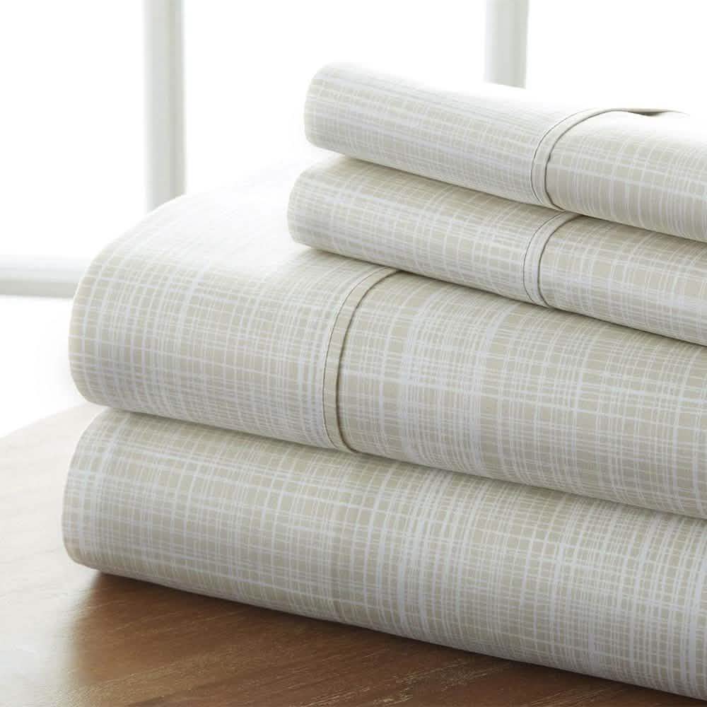 4-Piece Set: Thatch Patterned Hypoallergenic Deep Pocket Sheet Set Bedding Twin Ray - DailySale