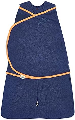 HALO Baby Sleepsack Swaddle Wearable Blanket, 3-Way Adjustable Infant Sleepsack, TOG 1.5, Ideal Temp, Navy/Orange, Newborn, 0-3 Months, 6-12 Pounds