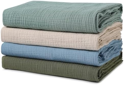 GLLQUEN BABY Muslin Swaddle Blankets for Boys and Girls, 4-Pack Baby Blankets for Girl Boy, Newborn Receiving Blanket, Baby Swaddle Blanket Unisex, Baby Essentials, Registry & Gift