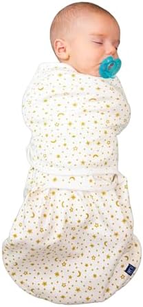 Uni Organics NICU RN Designed Arms Up Swaddle 0-3 Months Baby Sleep Sack, Self soothing with Arm Pocket and Zipper, prevents Startle Reflex. Velcro Swaddle, 100% GOTS Certified Organic Cotton