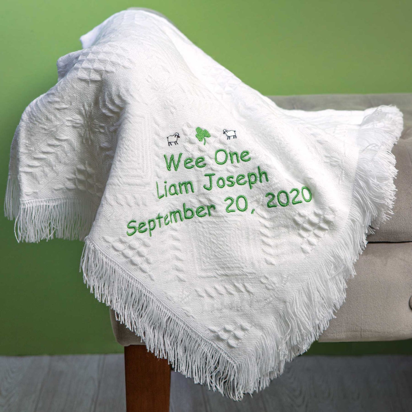 Personalized Baby Blanket - Irish Theme - White