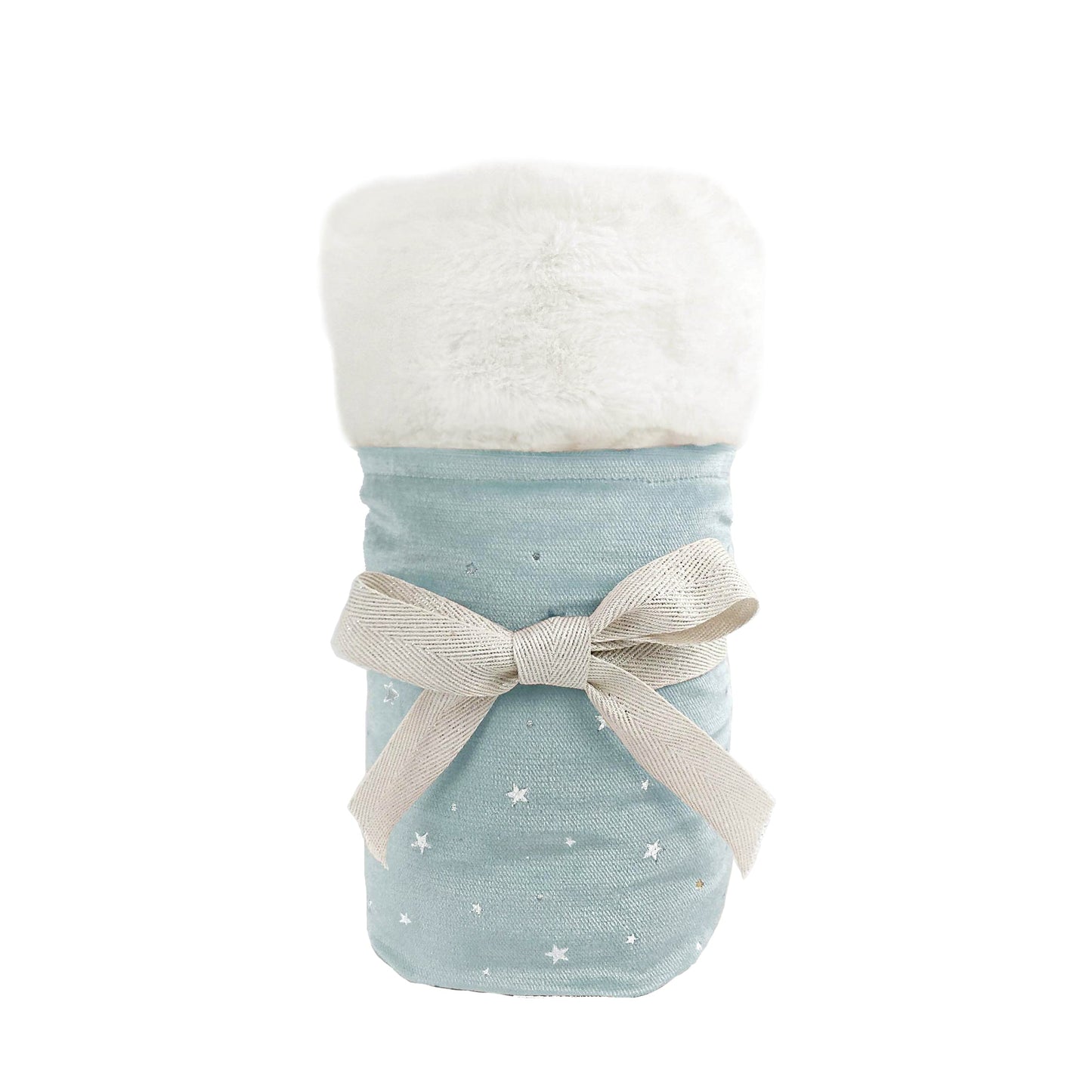 Celestial Velvet and Faux Fur Baby Blanket - Ice Blue