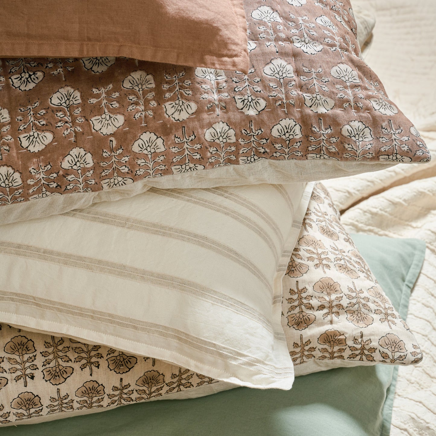 Washed Linen Cotton Pillow Sham - Seagrass