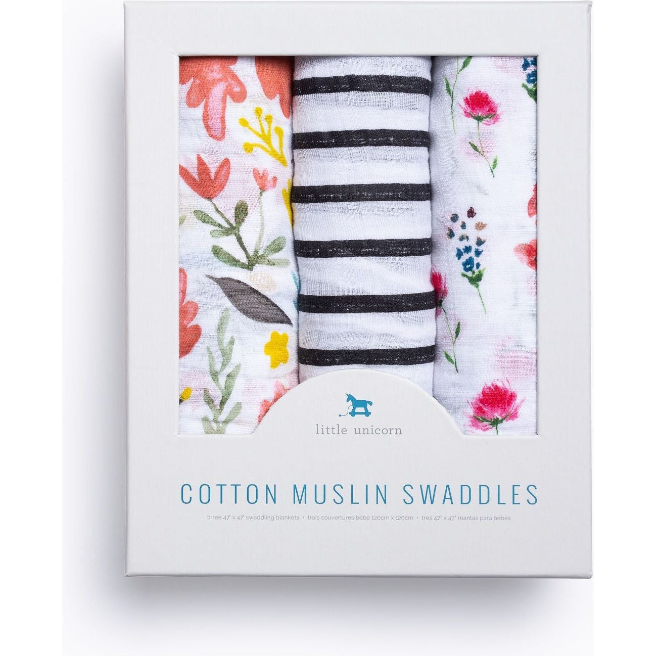 Little Unicorn Cotton Muslin Swaddles 3-Pack Wild Mums