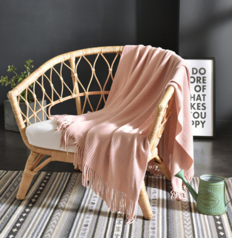 Fringed Knitted Small Napping Blanket Sofa Blanket