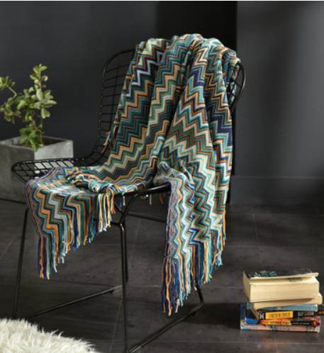 Fringed Knitted Small Napping Blanket Sofa Blanket