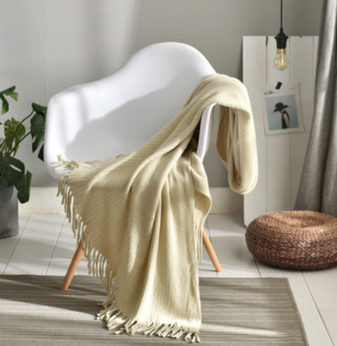 Fringed Knitted Small Napping Blanket Sofa Blanket