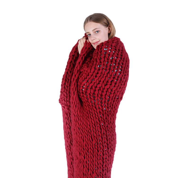 Coarse Wool Cover Wool Hand-woven Iceland Acrylic Blanket