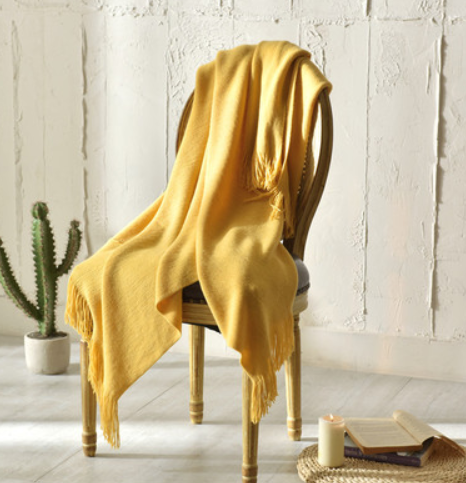 Fringed Knitted Small Napping Blanket Sofa Blanket