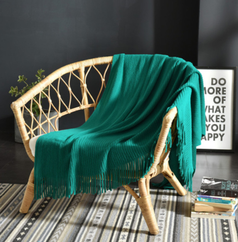 Fringed Knitted Small Napping Blanket Sofa Blanket