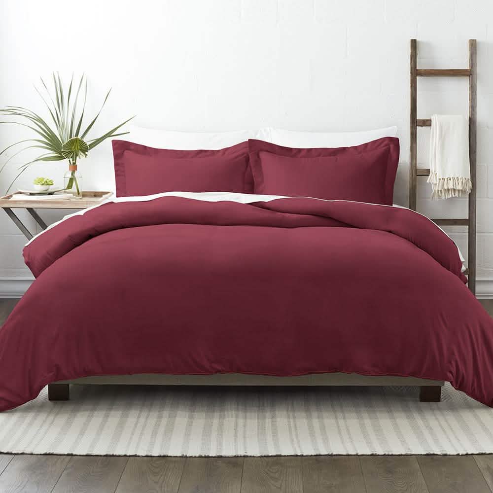 3-Piece: Solid Duvet Cover Set Bed & Bath Twin/Twin XL Burgundy - DailySale
