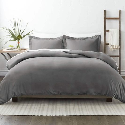 3-Piece: Solid Duvet Cover Set Bed & Bath Twin/Twin XL Gray - DailySale