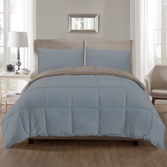 3-Piece: Ultra Soft Premium Down Alternative Reversible Comforter All Season Bedding Cream/Dusty Blue Full/Queen - DailySale