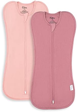 Comfy Cubs Swaddle Blanket Baby Girl Boy Easy Zipper Wrap 2 Pack Newborn Infant Sleep Sack (Small 0-3 Months, Blush, Mauve)