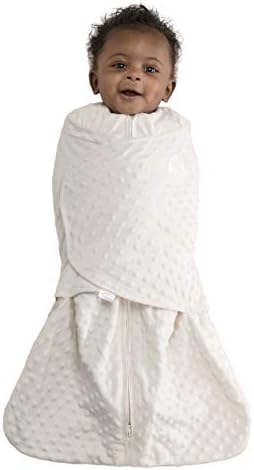 HALO Sleepsack Swaddle, 3-Way Adjustable Wearable Blanket, TOG 3.0, Velboa, Cream Plush Dots, Small, 3-6 Months