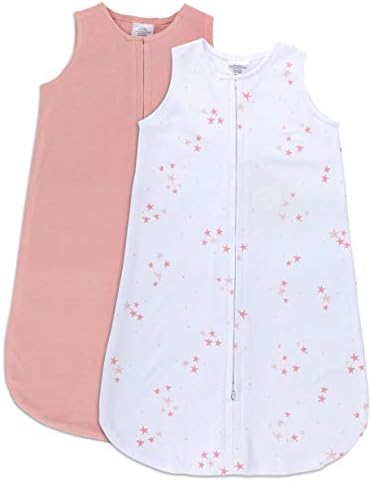 Baby Wearable Blanket - Cotton Sleep Sack 0-3,3-6, 6-12, 12-18 Months - 2 Pack Set for Baby Boy and Girl, Pink, Blue & Grey