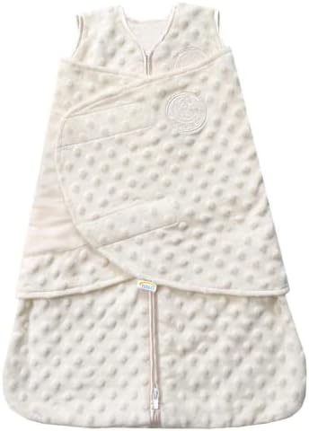 HALO Sleepsack Swaddle, 3-Way Adjustable Wearable Blanket, TOG 3.0, Velboa Plush Dots, Cream, Newborn, 0-3 Months