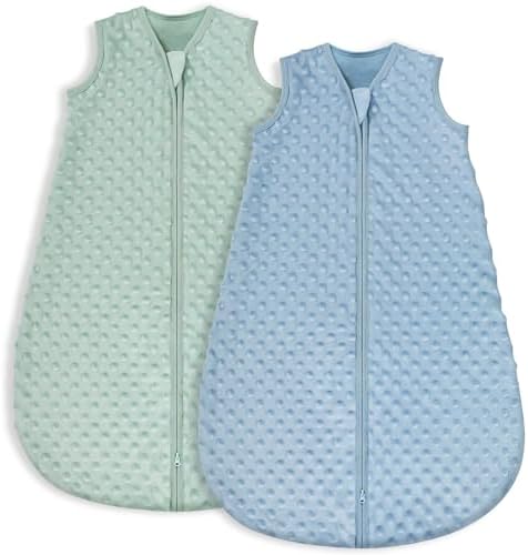 Yoofoss Fleece Baby Sleep Sack 6-12 Months with Plush Dots, TOG 1.5 Baby Wearable Blanket with 2-Way Zipper, Cotton Toddler Sleep Sack Fleece