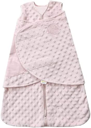 HALO Sleepsack Plush Dot Velboa Swaddle, 3-Way Adjustable Wearable Blanket, TOG 3.0, Pink, Newborn, 0-3 Months