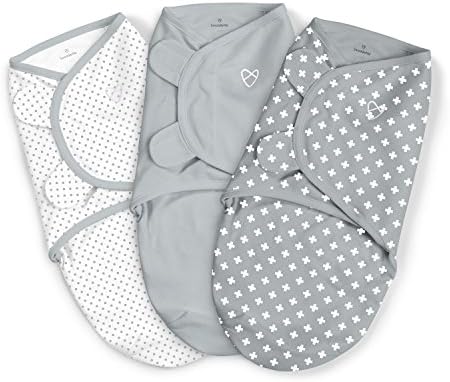 SwaddleMe by Ingenuity Original Swaddle - Size Small/Medium, 0-3 Months, 3-Pack (Criss Cross Polka Dot)