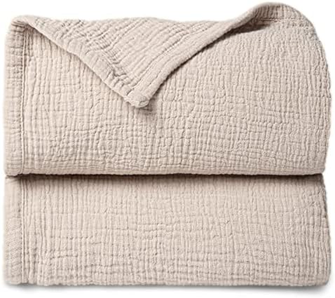 Lulu moon Muslin Quilt Blanket, Crib Blanket for Baby and Toddler,47x47 Inches(Ivory)