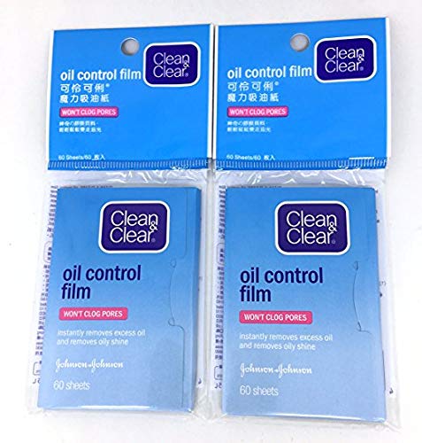 Oil Control Film Clean & Clear Oil-Absorbing Sheets 60 Sheets (Pack of 2)