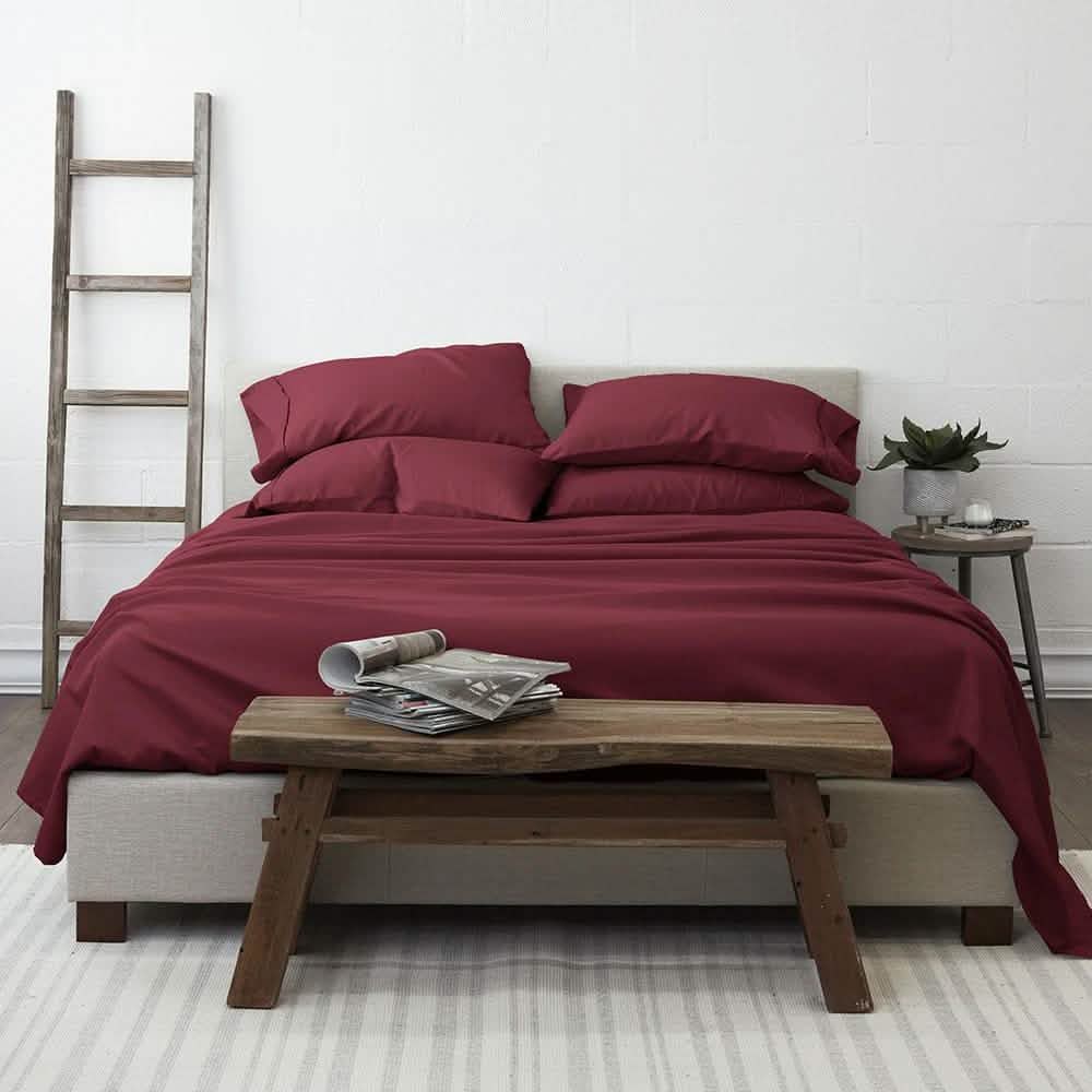 6-Piece: Essential Sheet Set Bedding Twin Burgundy - DailySale