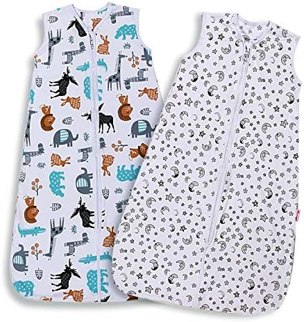 Lictin Baby Sleep Sack 0.5 Tog - 2 Pack Toddler Sleeping Sack 18-36 Months, Summer Baby Sleeping Bag, Sleeveless Baby Wearable Blanket with Adjustable Length and 2-Way Zipper