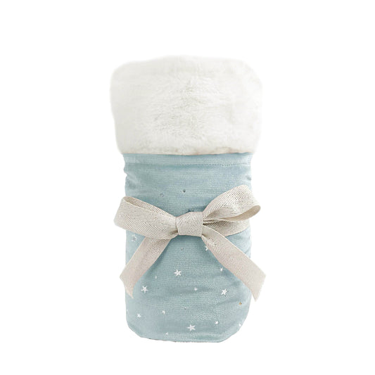Celestial Velvet and Faux Fur Baby Blanket - Ice Blue
