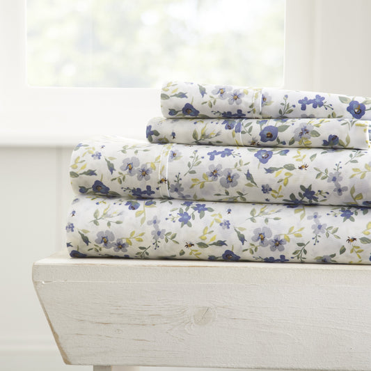 Blossoms Pattern 4-Piece Sheet Set