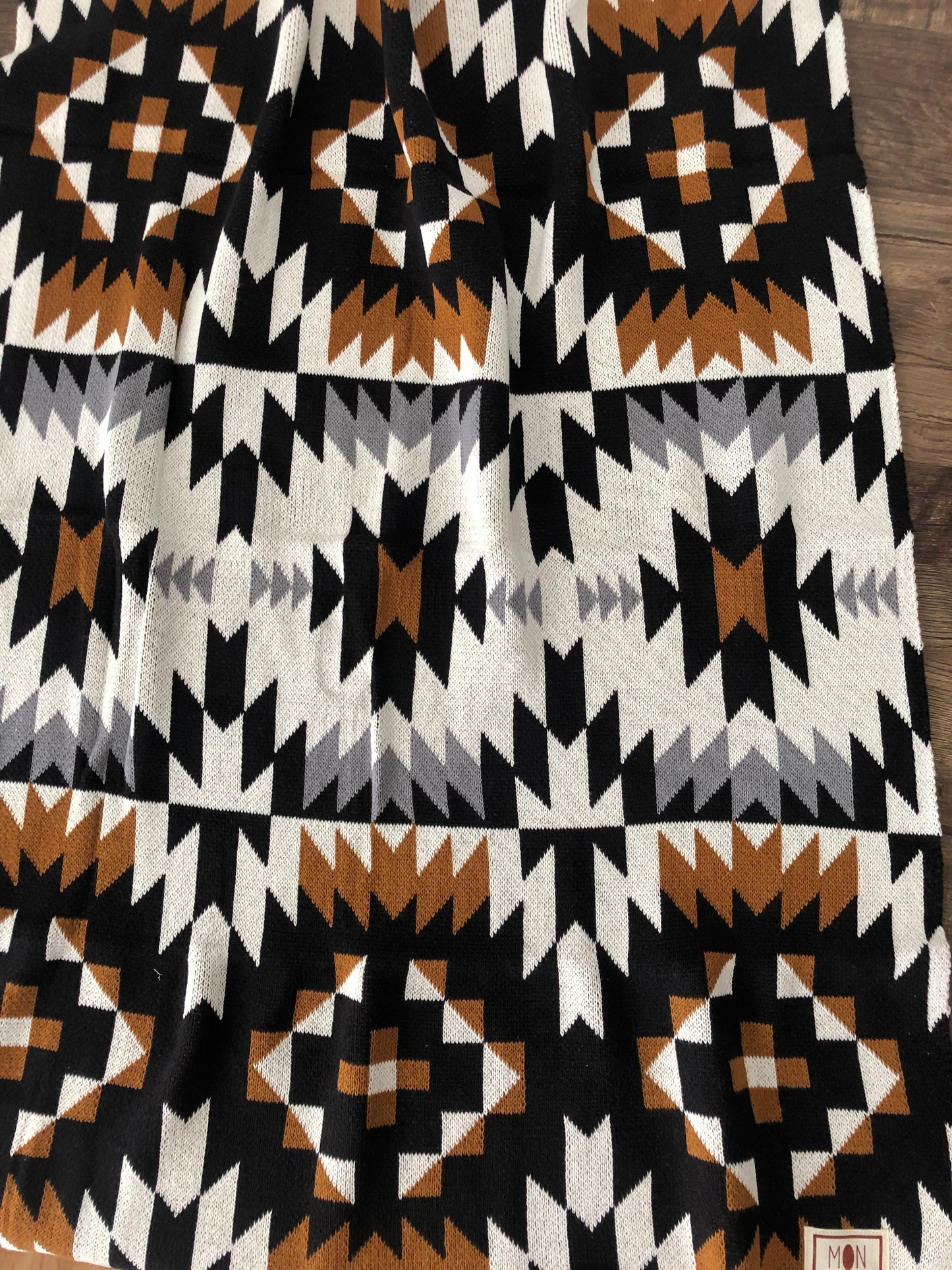 Brown & Black Knit Aztec Baby Blanket