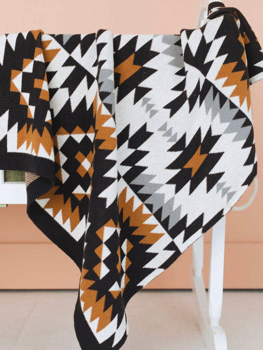 Brown & Black Knit Aztec Baby Blanket