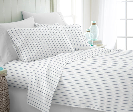 Distressed Field Stripe Pattern 4-Piece Sheet Set