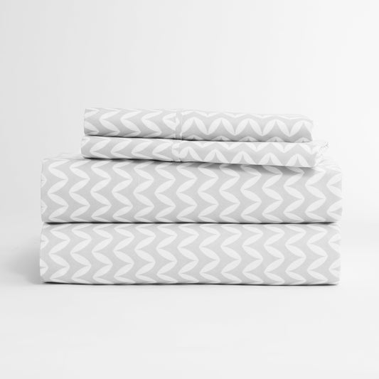 Puffed Chevron Pattern 4-Piece Sheet Set