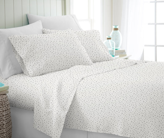 Spotted Leaves Pattern 4-Piece Sheet Set