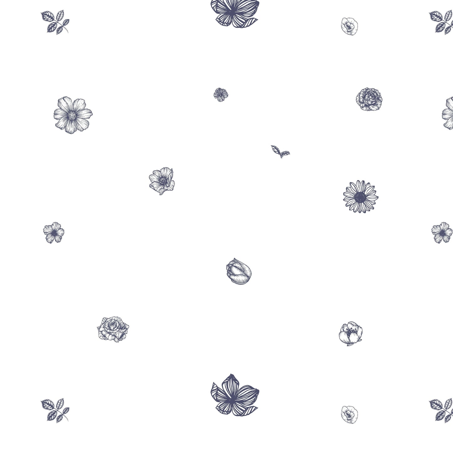 Indigo Flowers Pattern 4-Piece Sheet Set