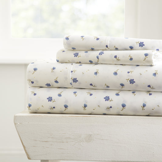 Floral Pattern 4-Piece Sheet Set