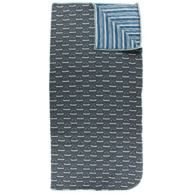 KicKee Pants Quilted Sleepover Bag Stone Paddles and Canoes/ Fishing Stripe