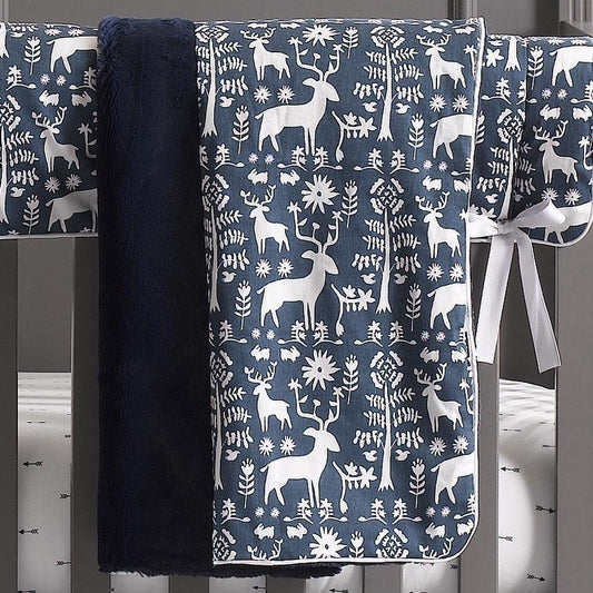 Liz & Roo Woodland Forest (Navy) Minky Receiving Blanket