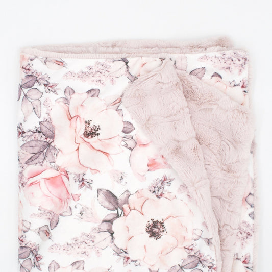 Sugar + Maple Wallpaper Floral Minky Blanket - Non-Personalized