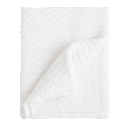 Cable Knit Blanket - White